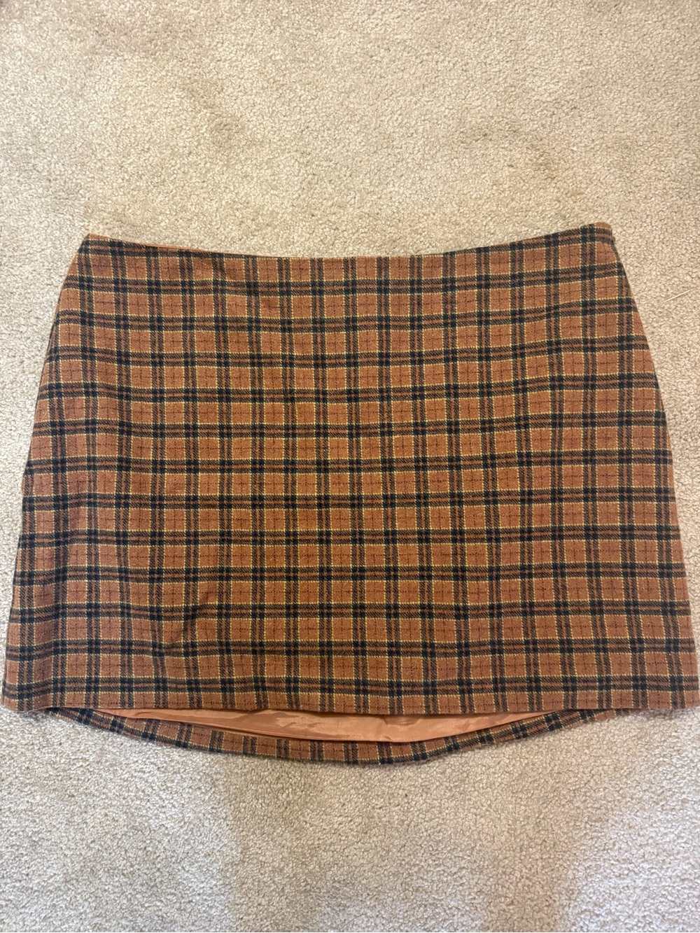 Le Lis Plaid Mini Skirt in Tan and Black